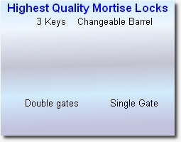 Highest Quality Mortise Locks
     3 Keys    Changeable Barrel


         
    

       Double gates           Single Gate
